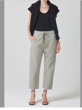 CITIZENS OF HUMANITY Pony cotton and flax-blend pants - Sage- Size L